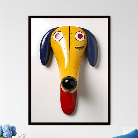 A Poster of minimalist dog art - A Yellow And Blue Dog Head Default Title