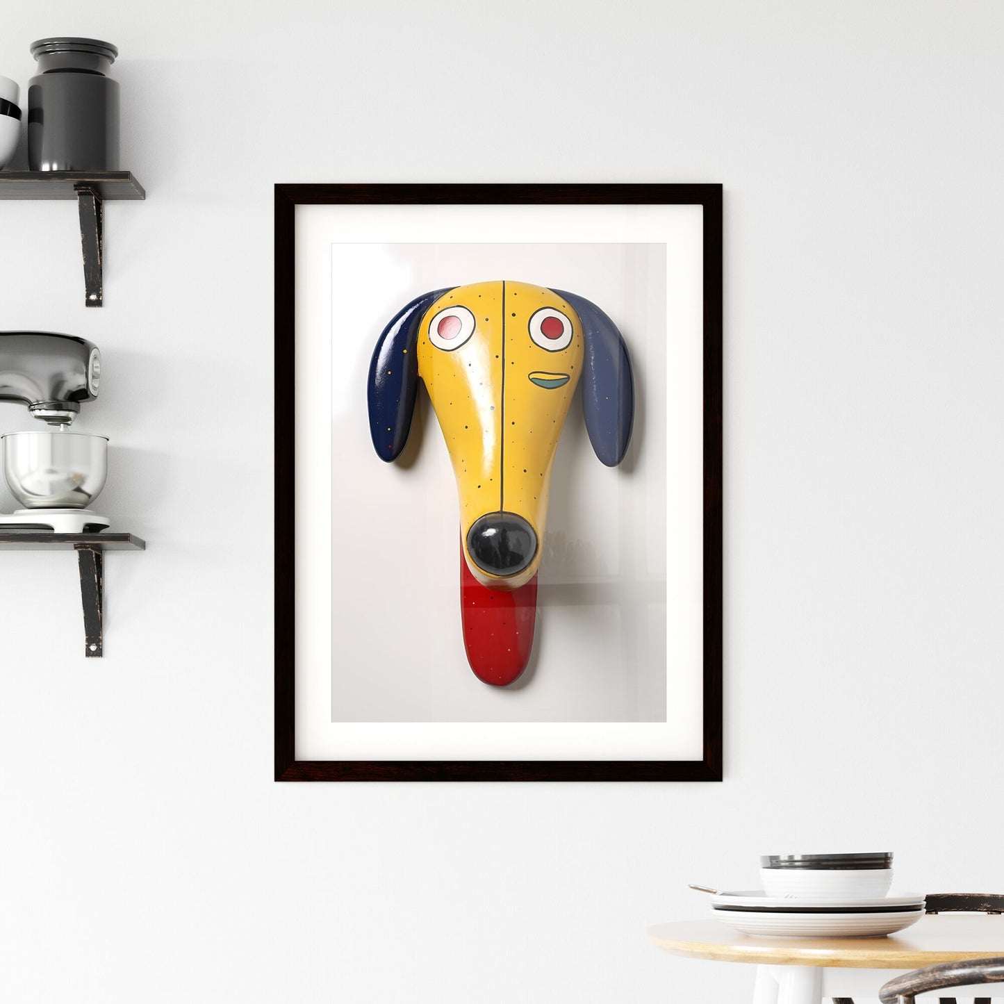 A Poster of minimalist dog art - A Yellow And Blue Dog Head Default Title