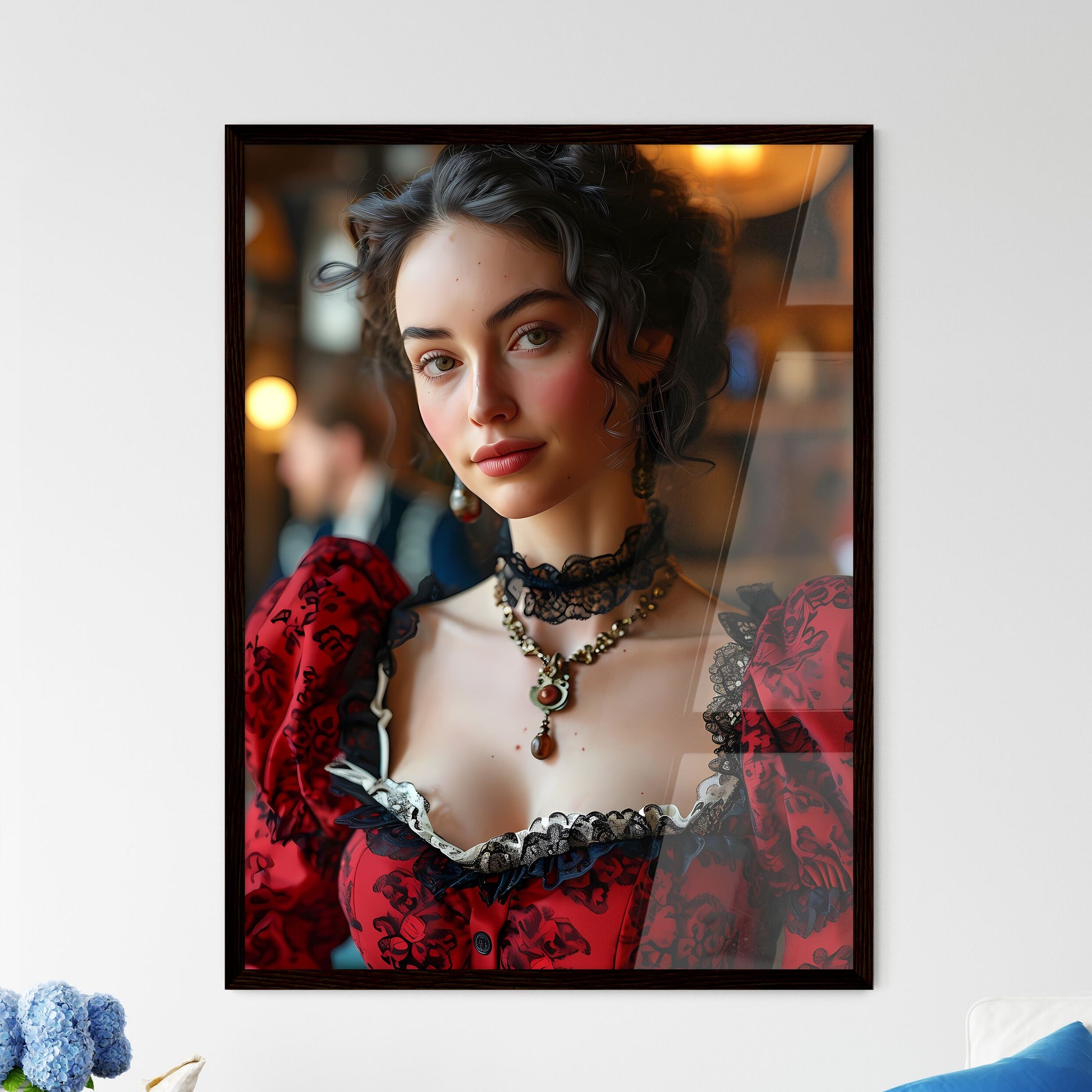 A Poster of young woman in 1860 - A Woman In - Framed Art Print