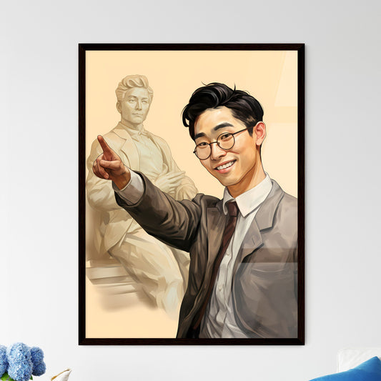 A Poster of handsome and happy and suprised  - Framed Art Print