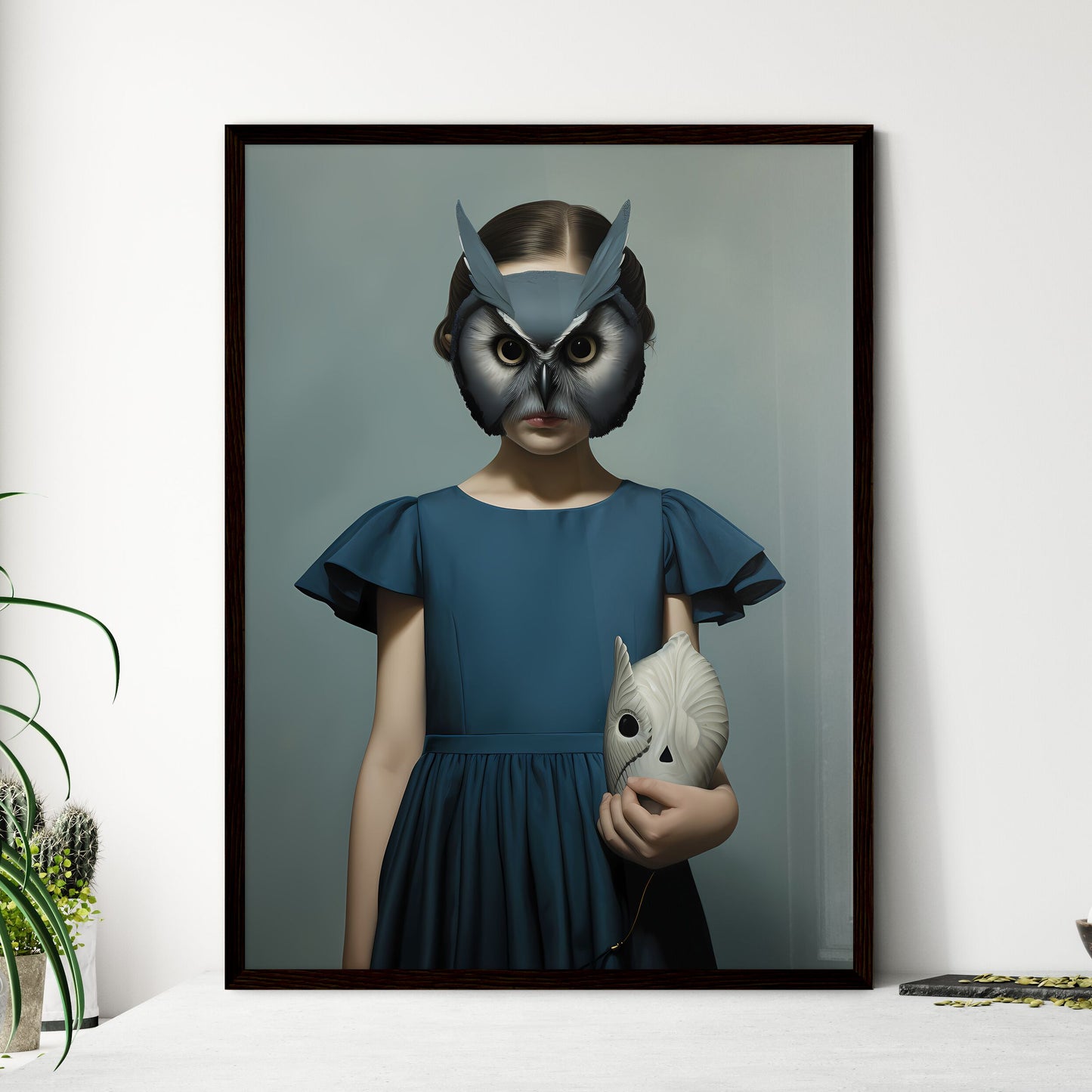 A Poster of a young child dressed in a blue dress  Wall Art
