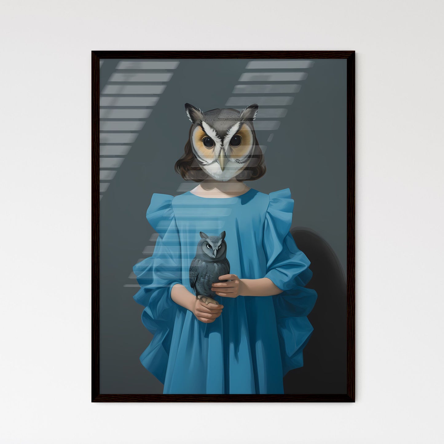 A Poster of a young child dressed in a blue dress  Wall Art