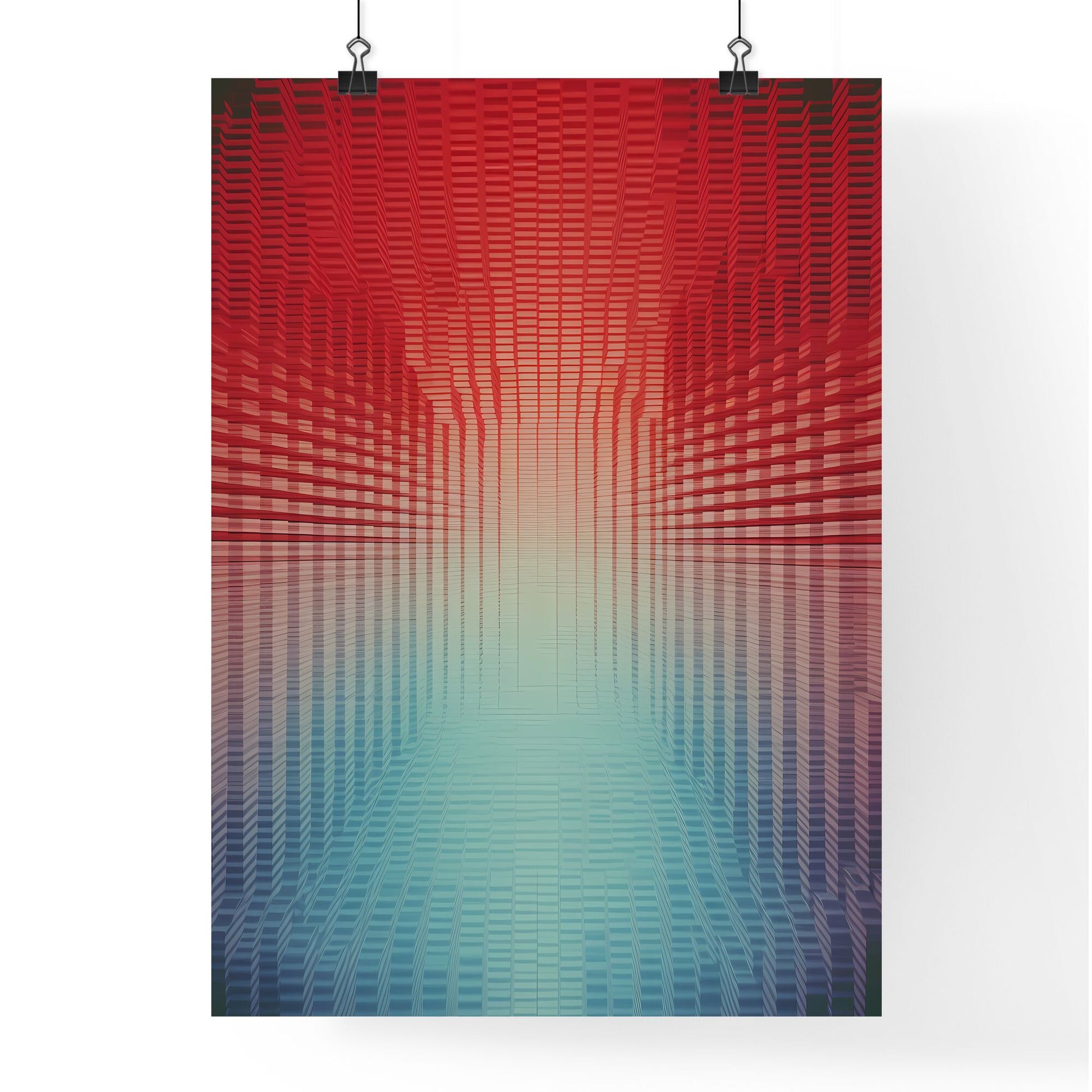 A Poster of halftone pattern - A Red And Blue Cubes Default Title