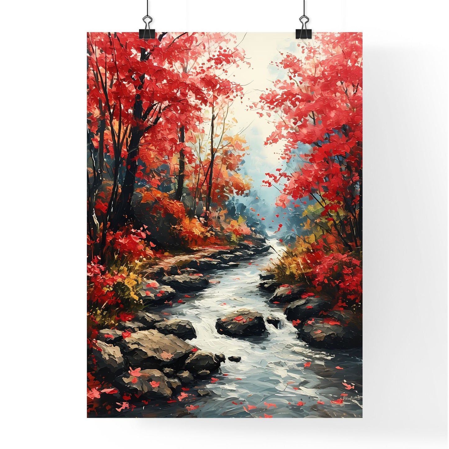 A Poster of Waterfalls landscape - A River Running Through A Forest Default Title