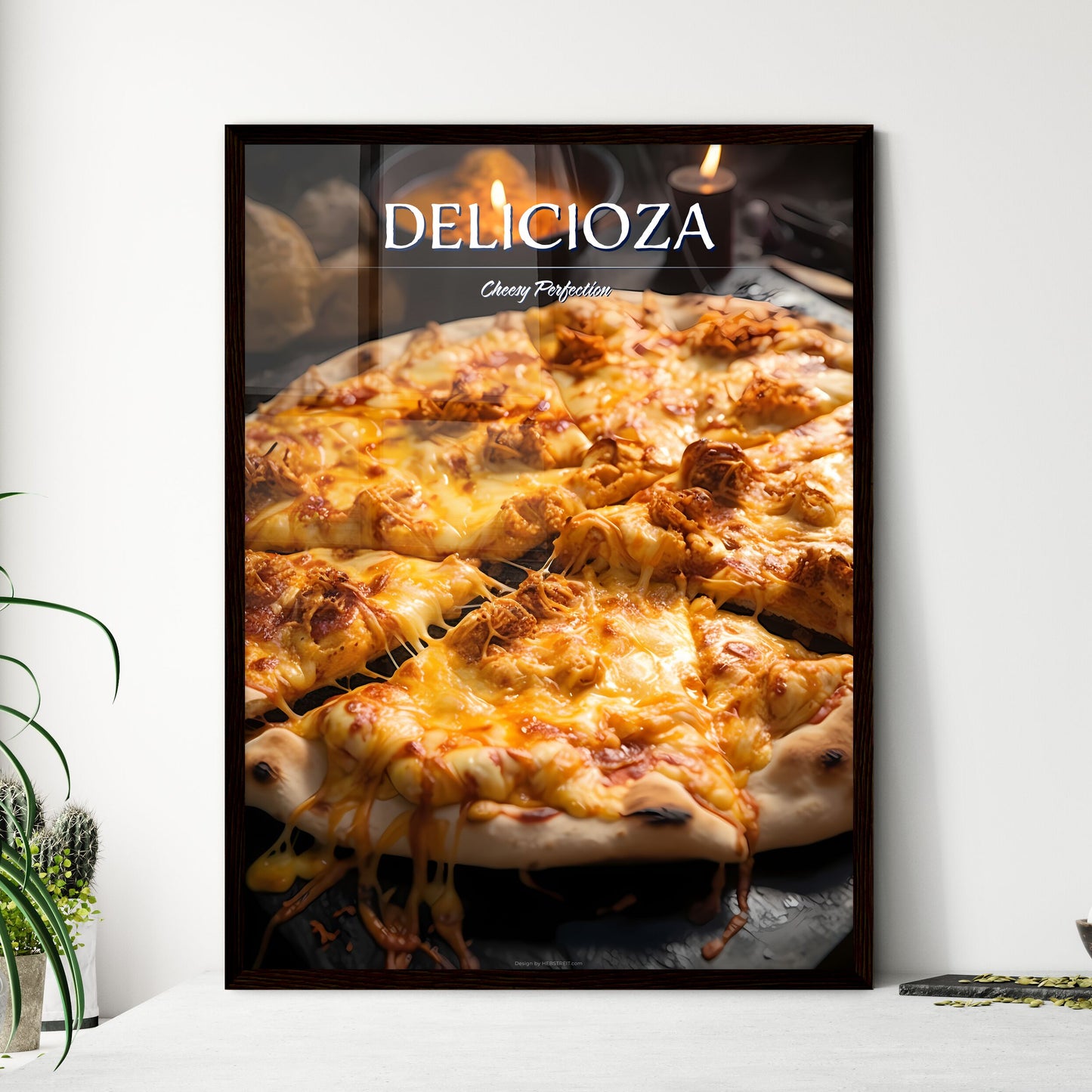 A Poster of hot cheesy pizza - A Pizza With Cheese On It Default Title