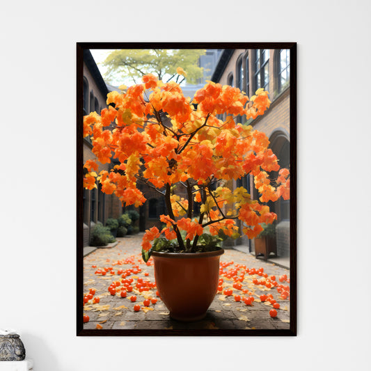 A Poster of Ugly orange trees in London - A Potted Plant With Orange Leaves Framed Art