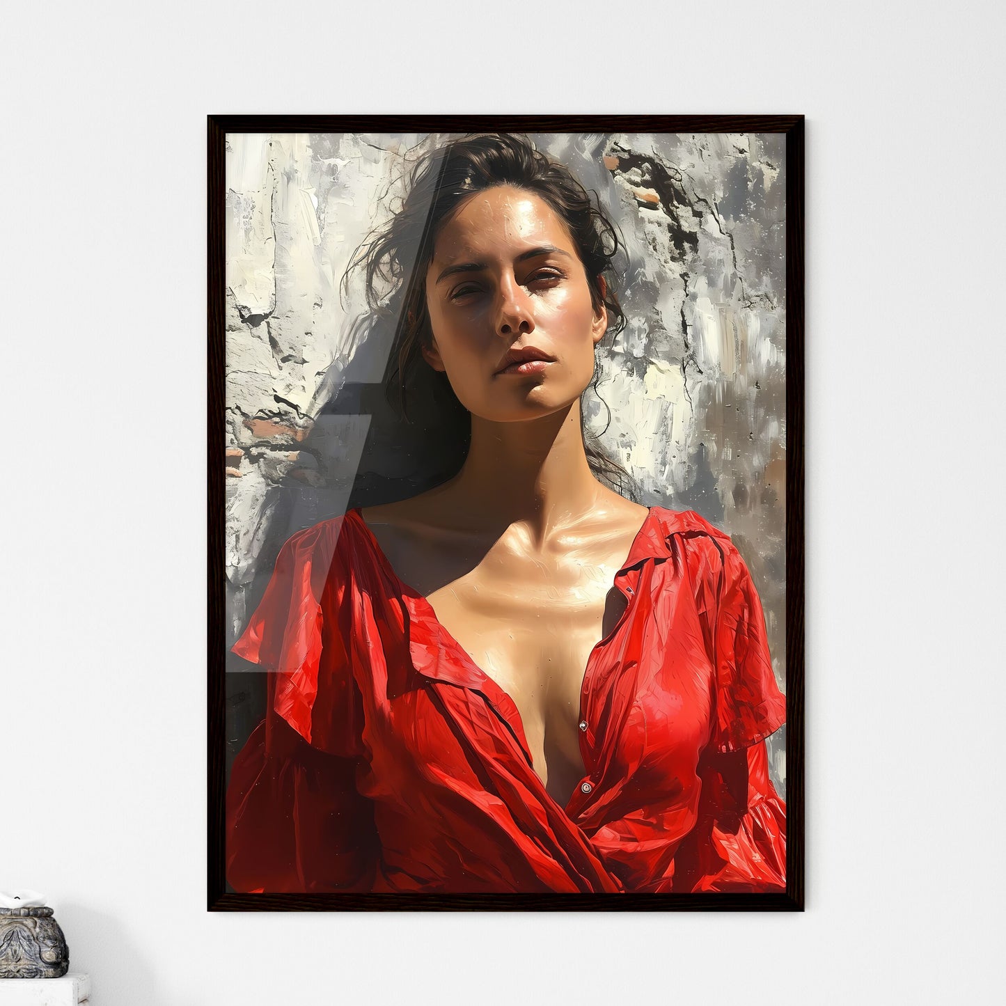 A Poster of oil painting of a 34 view - A Wo - Framed Art Print