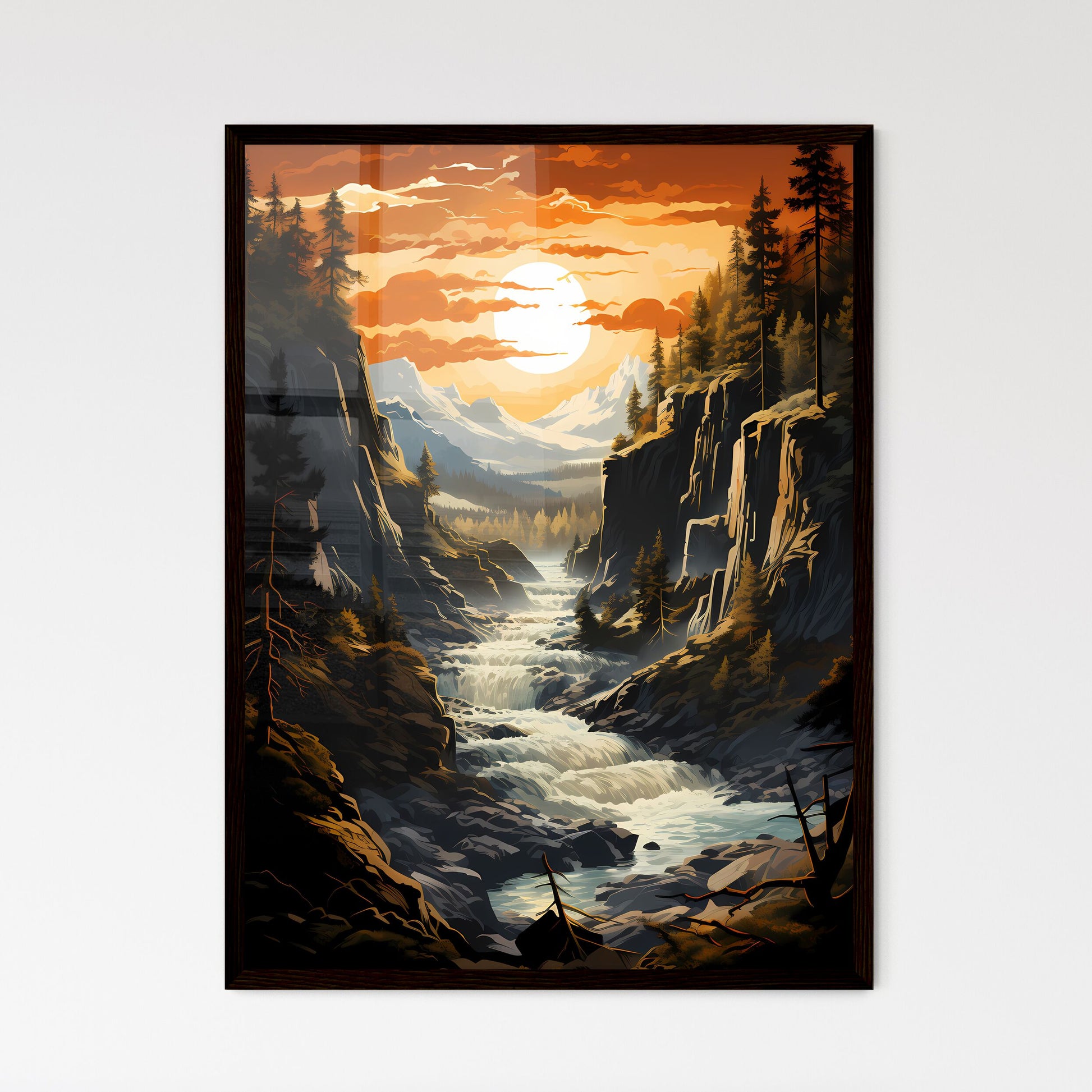 A Poster of Yellowstone National Park - A Ri - Framed Art Print
