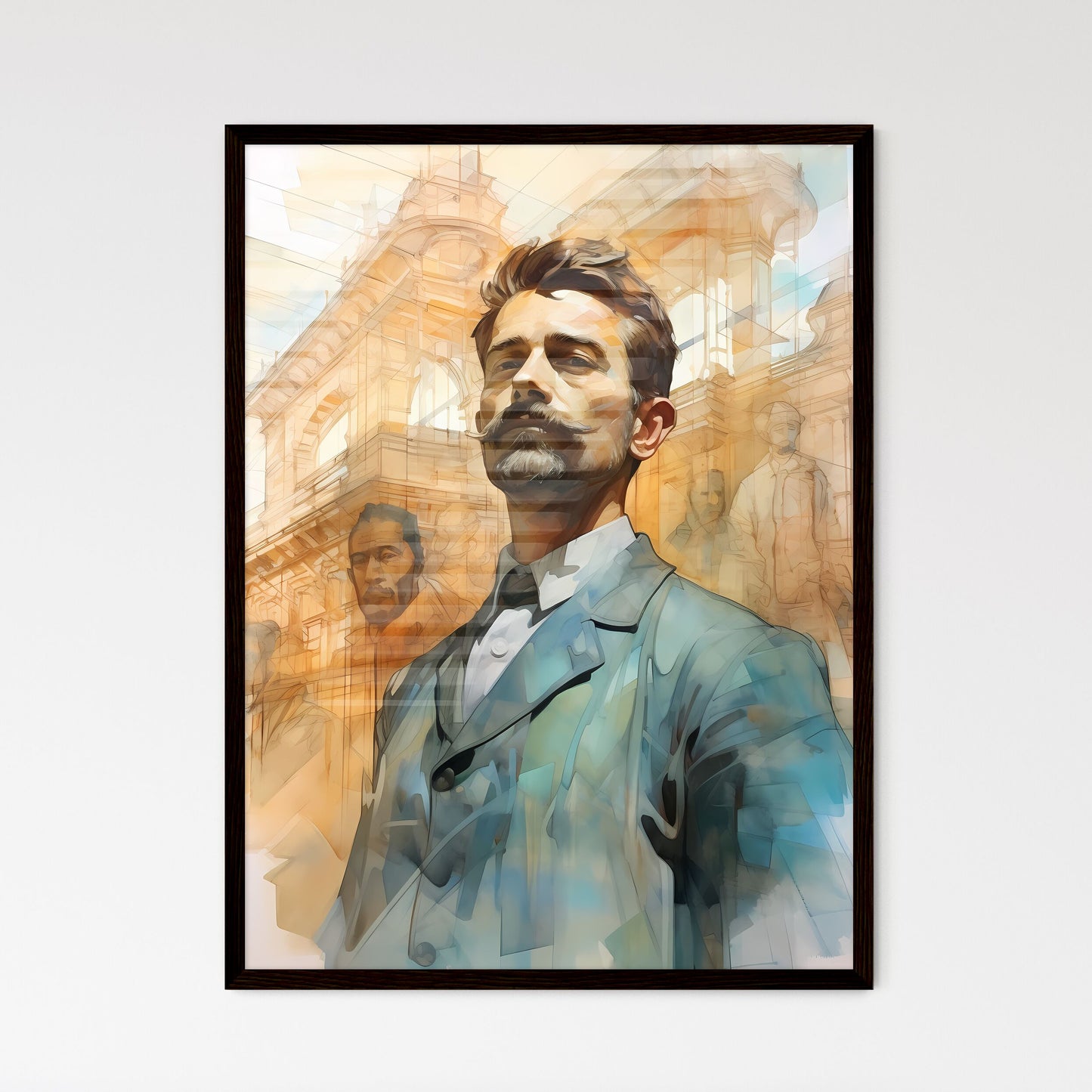 A Poster of Building constructer engineer - A Man With A Mustache And A Bow Tie Framed Art
