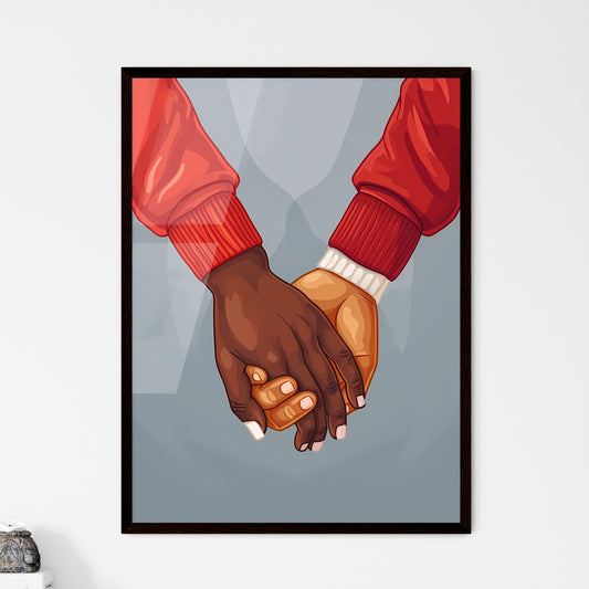 A Poster of two hands holding each other - A - Framed Art Print