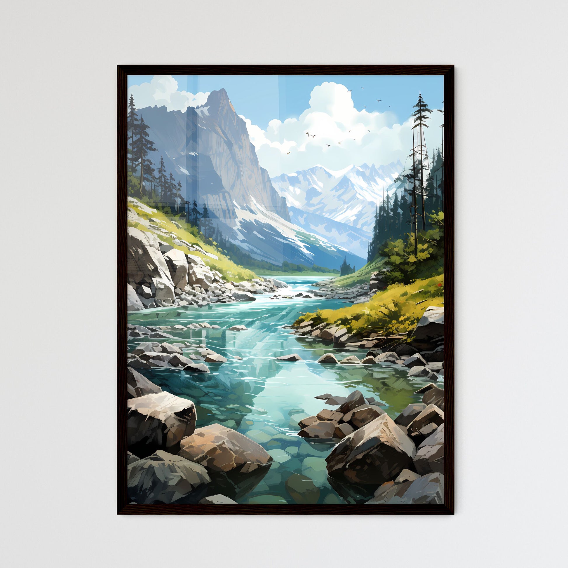 A Poster of Yoho National Park - A River Flo - Framed Art Print
