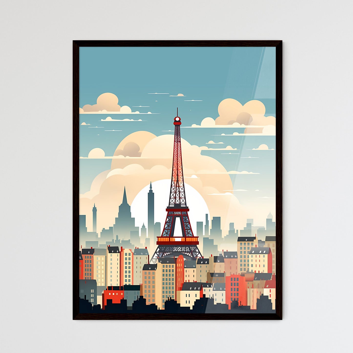 A Poster of minimalist Paris skyline - A Tower In A City Framed Art