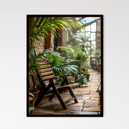 A Poster of small patio with a deck chair -  - Framed Art Print