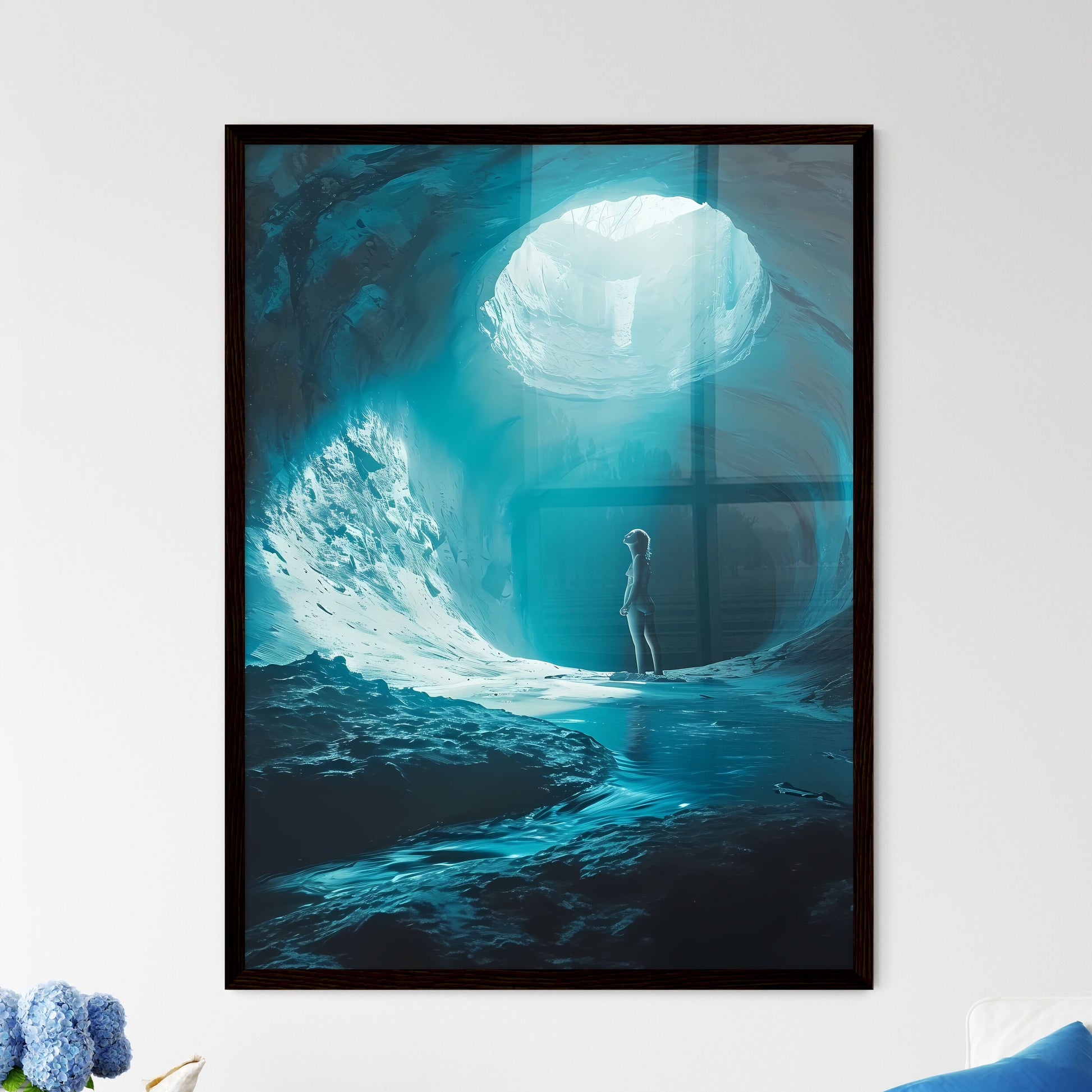 A Poster of one woman with shadows in the tunnel  Wall Art