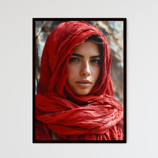 A Poster of oil painting of a 34 view - A Woman Wearing A Red Scarf Default Title