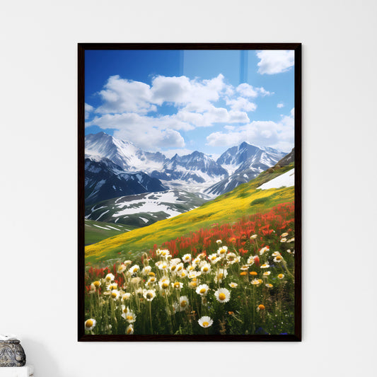 A Poster of dingdal light - A Field Of Flowers And Snow Covered Mountains Default Title