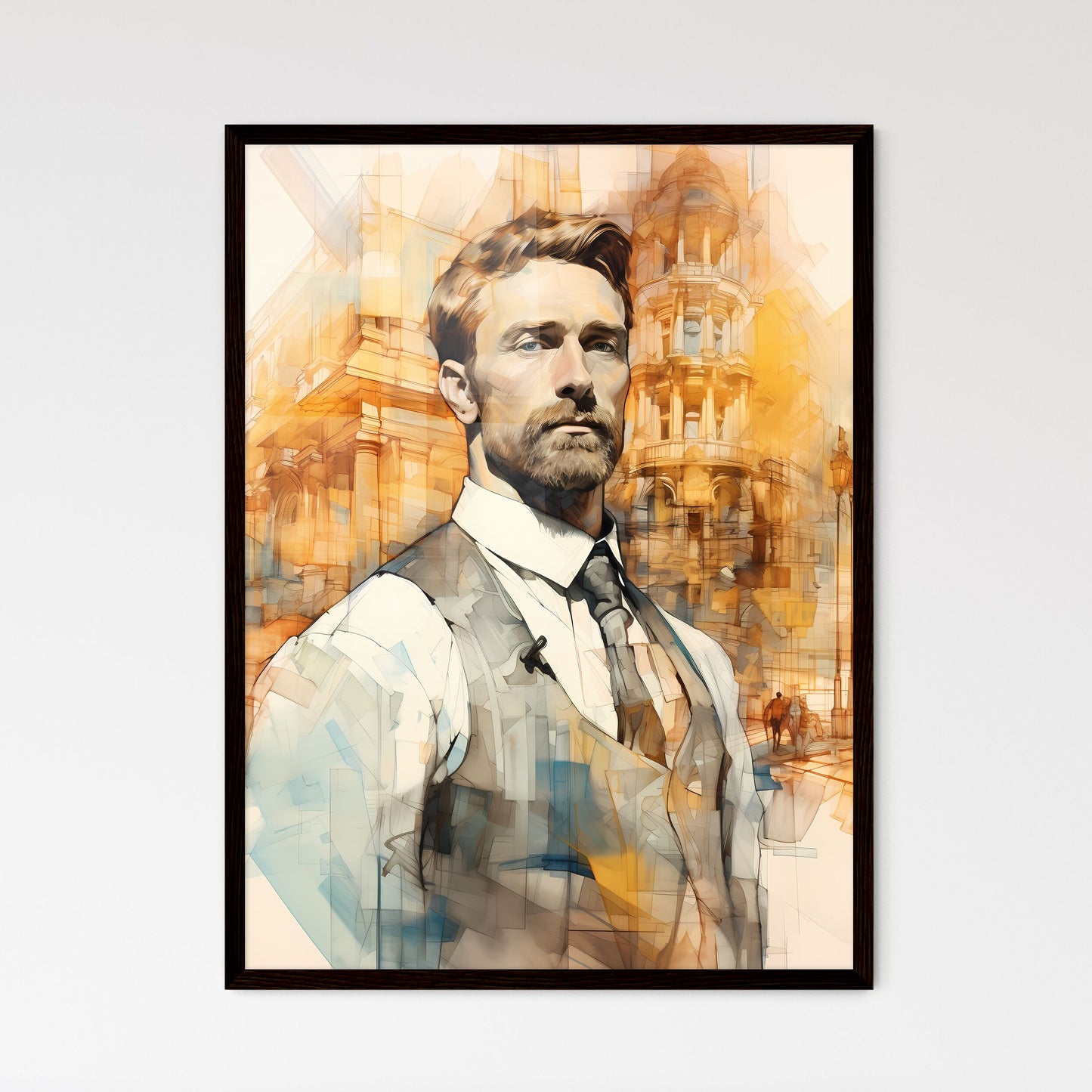 A Poster of Building constructer engineer - A Man In A Vest And Tie Framed Art