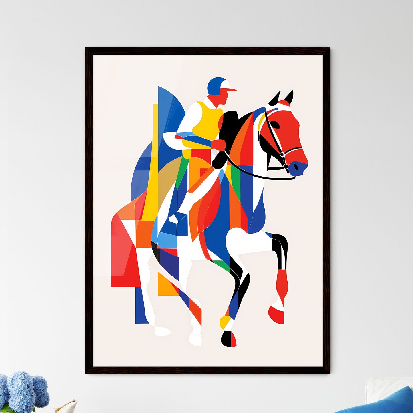 A Poster of minimalist horse rider line art  Wall Art