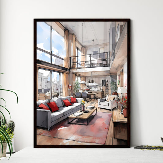 A Poster of Modern studio apartment - A Draw - Framed Art Print