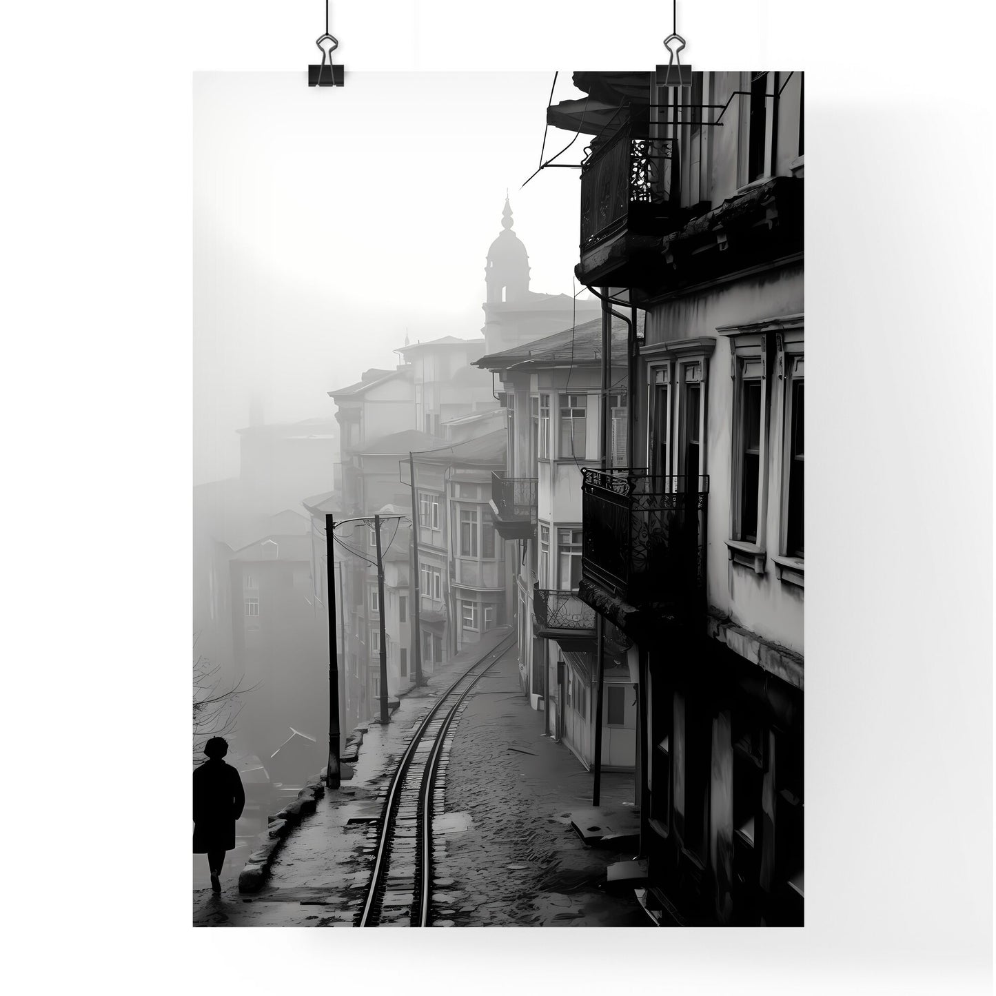 A Poster of Istanbul - A Person Walking Down A Narrow Street With Buildings In The Background Default Title