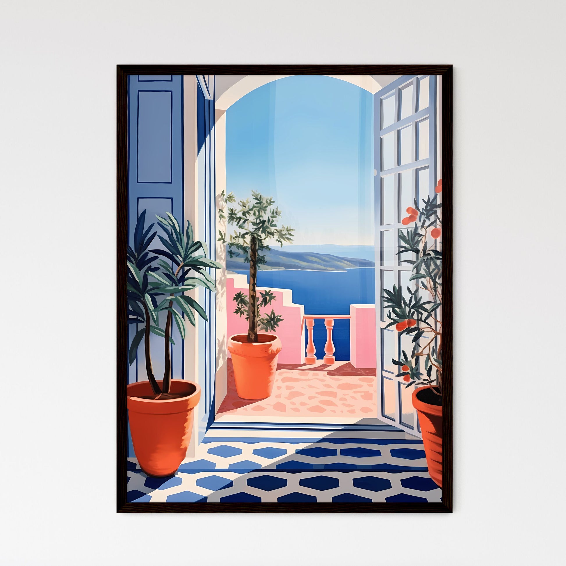 A Poster of if Matisse was a photographer - A Room With A View Of The Ocean And Plants Framed Art