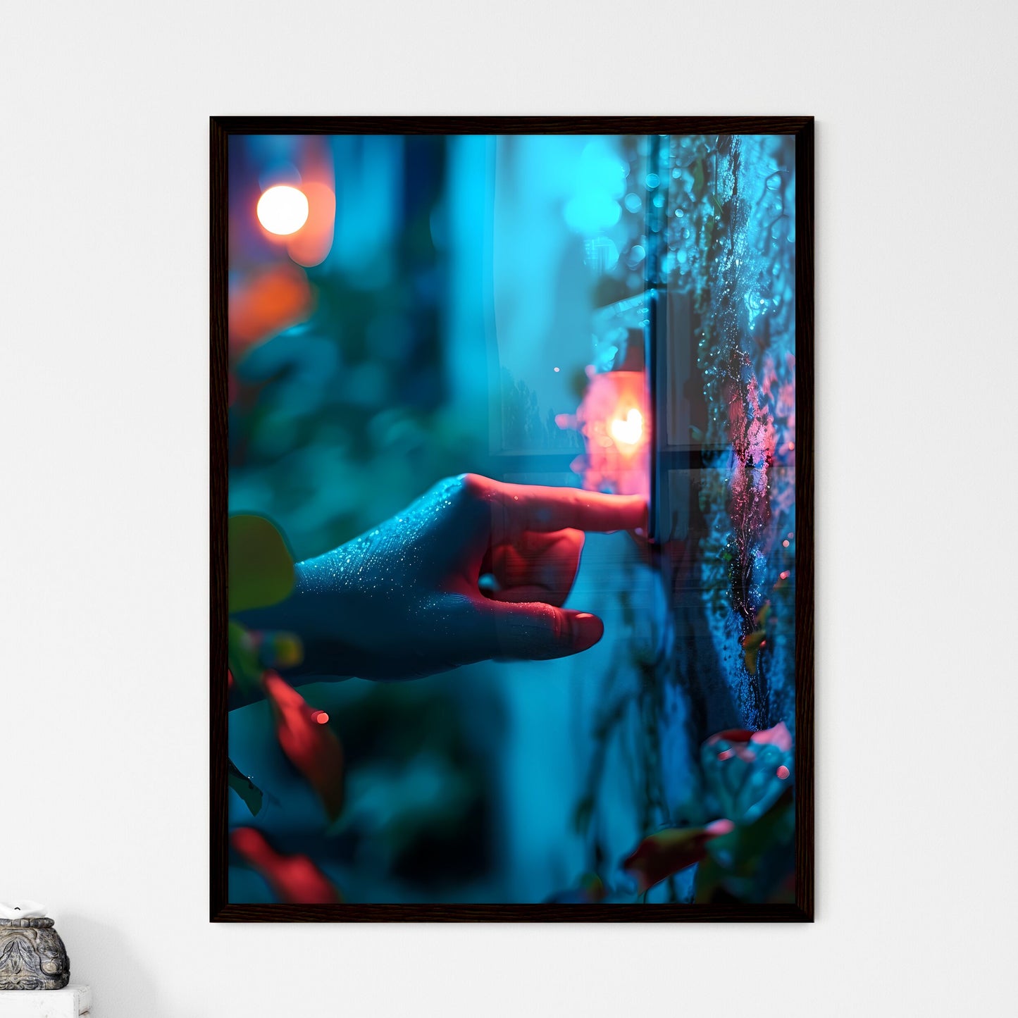 A Poster of photography of a hand turning on  Wall Art