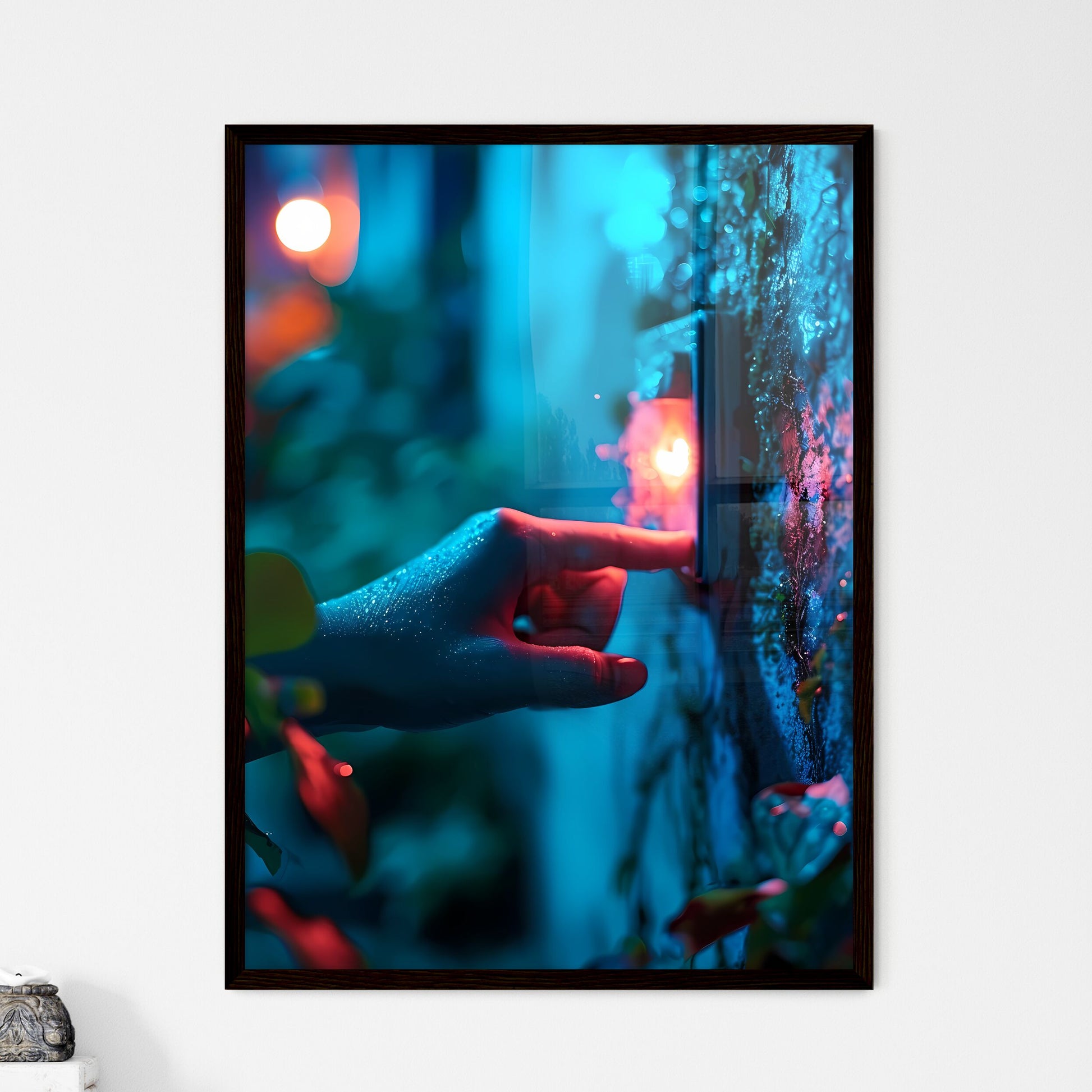 A Poster of photography of a hand turning on  Wall Art