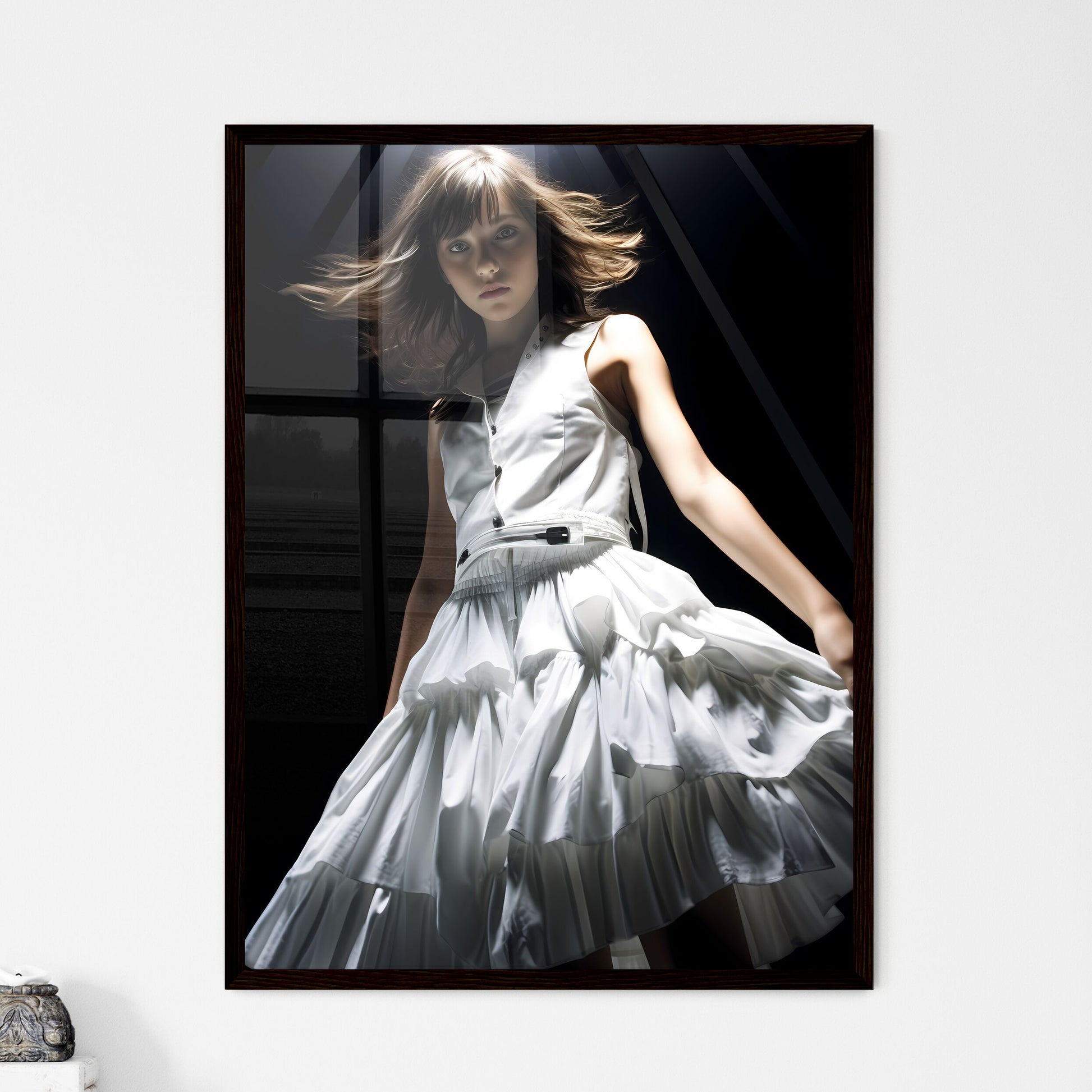 A Poster of A girl in a light dress - A Woma - Framed Art Print