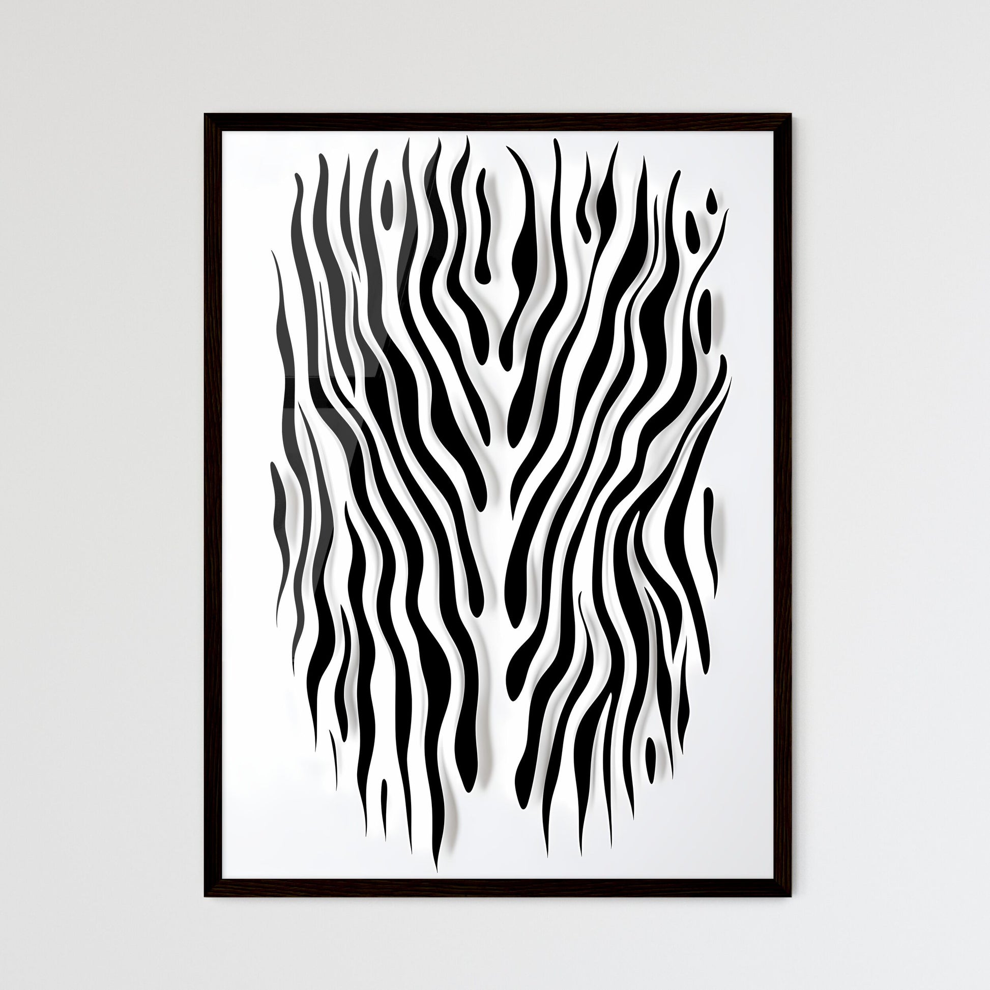 A Poster of linocut line art of a zebras stripes  Wall Art