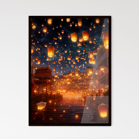 A Poster of Celebration scene with 100 lanterns - A Bridge With Lanterns In The Sky Default Title