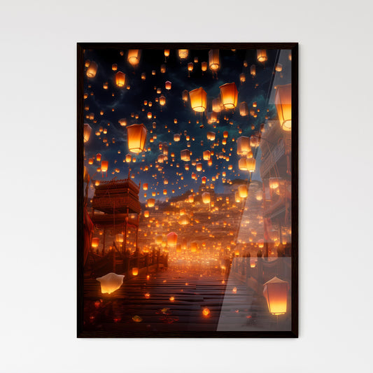 A Poster of Celebration scene with 100 lante - Framed Art Print