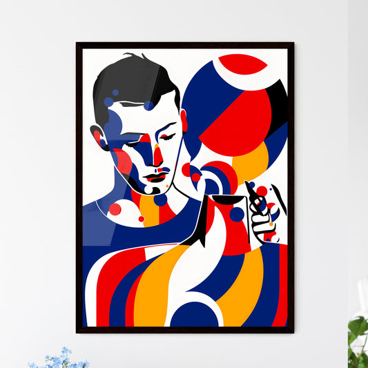 A Poster of minimalist barber art - A Man Wi - Framed Art Print