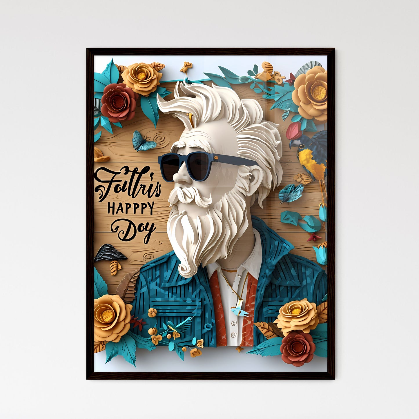 A Poster of happy father's day greeting card - Framed Art Print