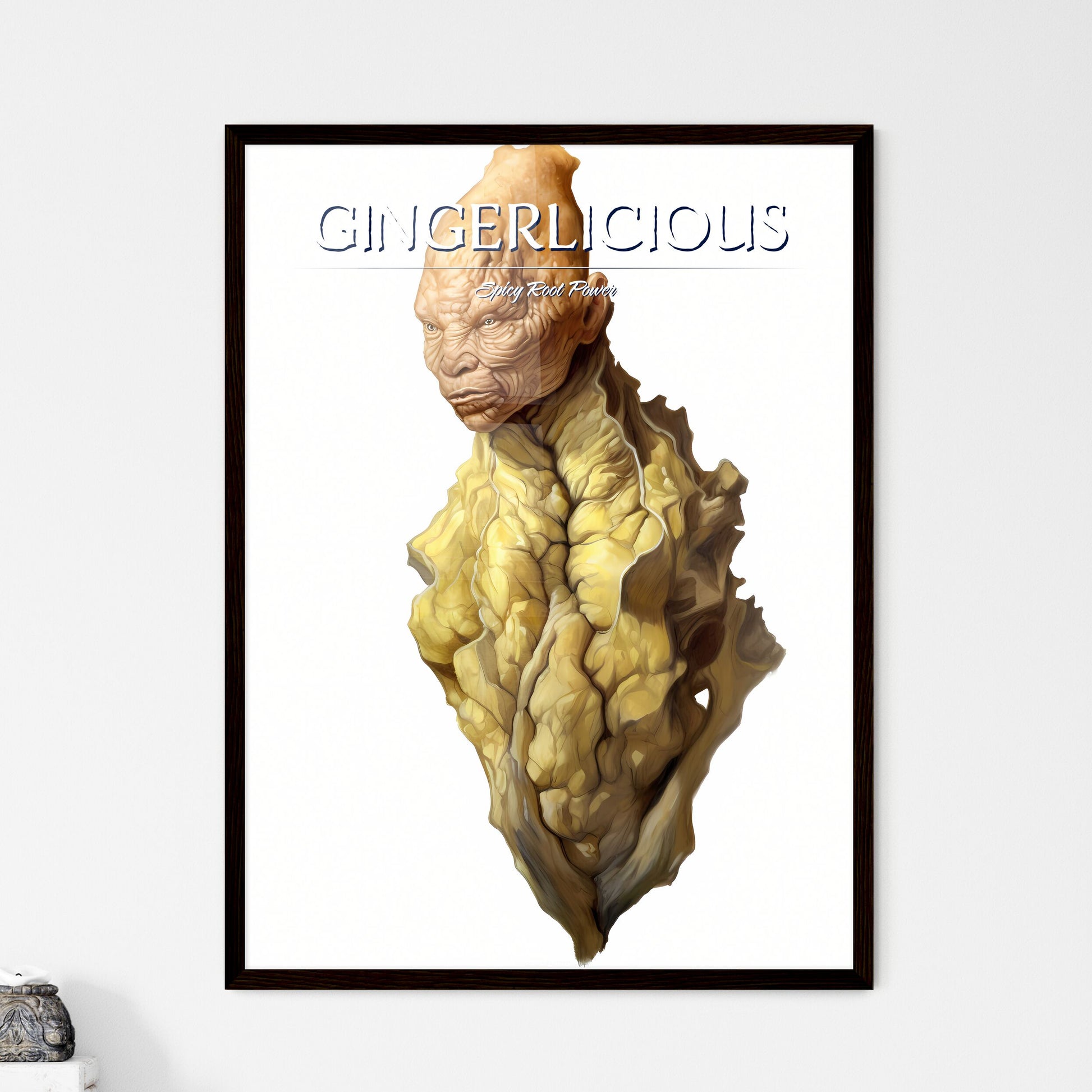 A Poster of Fresh ginger root isolated on white background  Wall Art