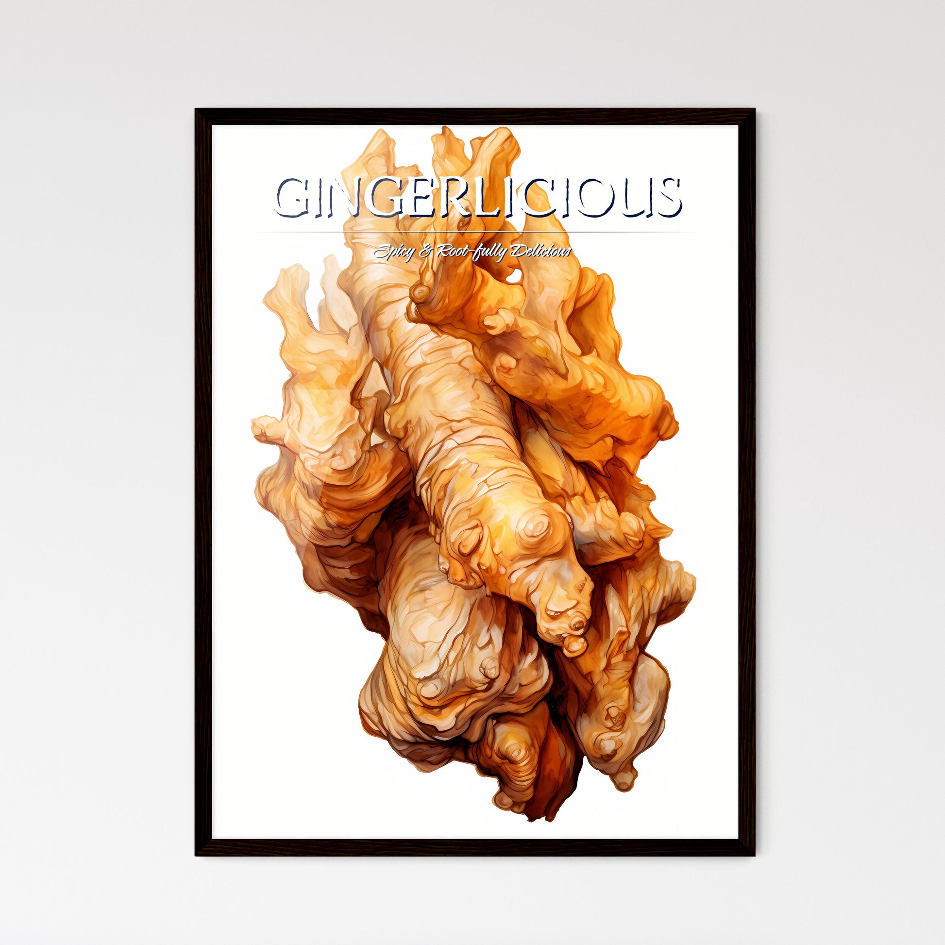 A Poster of Fresh ginger root isolated on white background  Wall Art