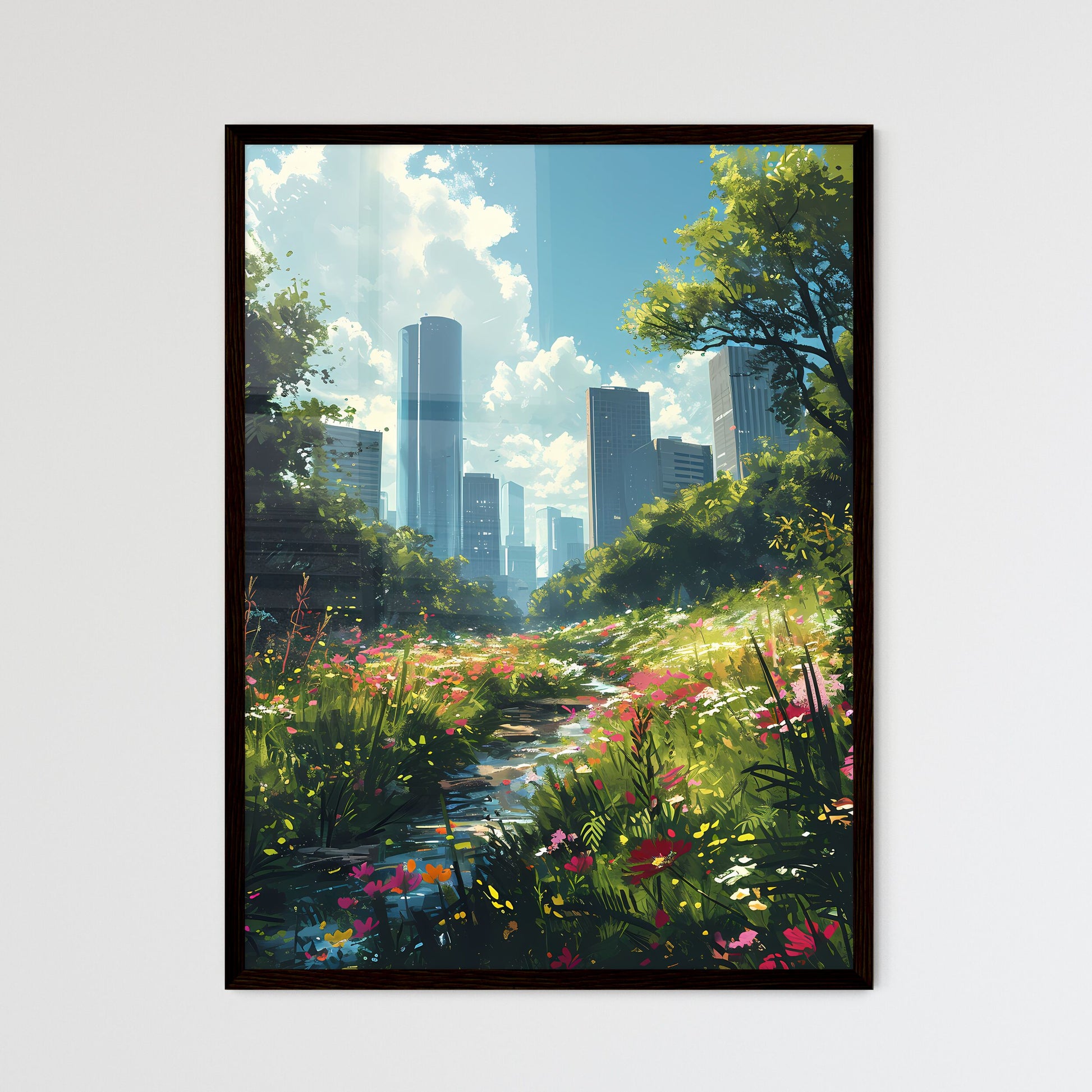 A Poster of Houston Skyline - A River Running Through A City Default Title