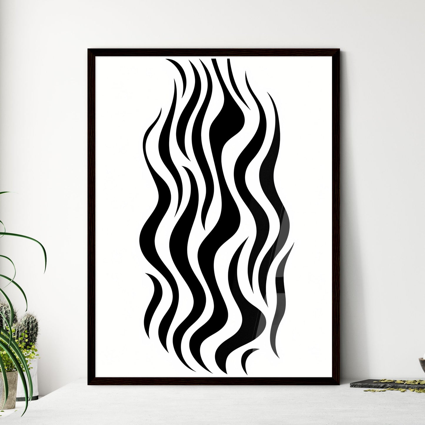 A Poster of linocut line art of a zebras stripes  Wall Art