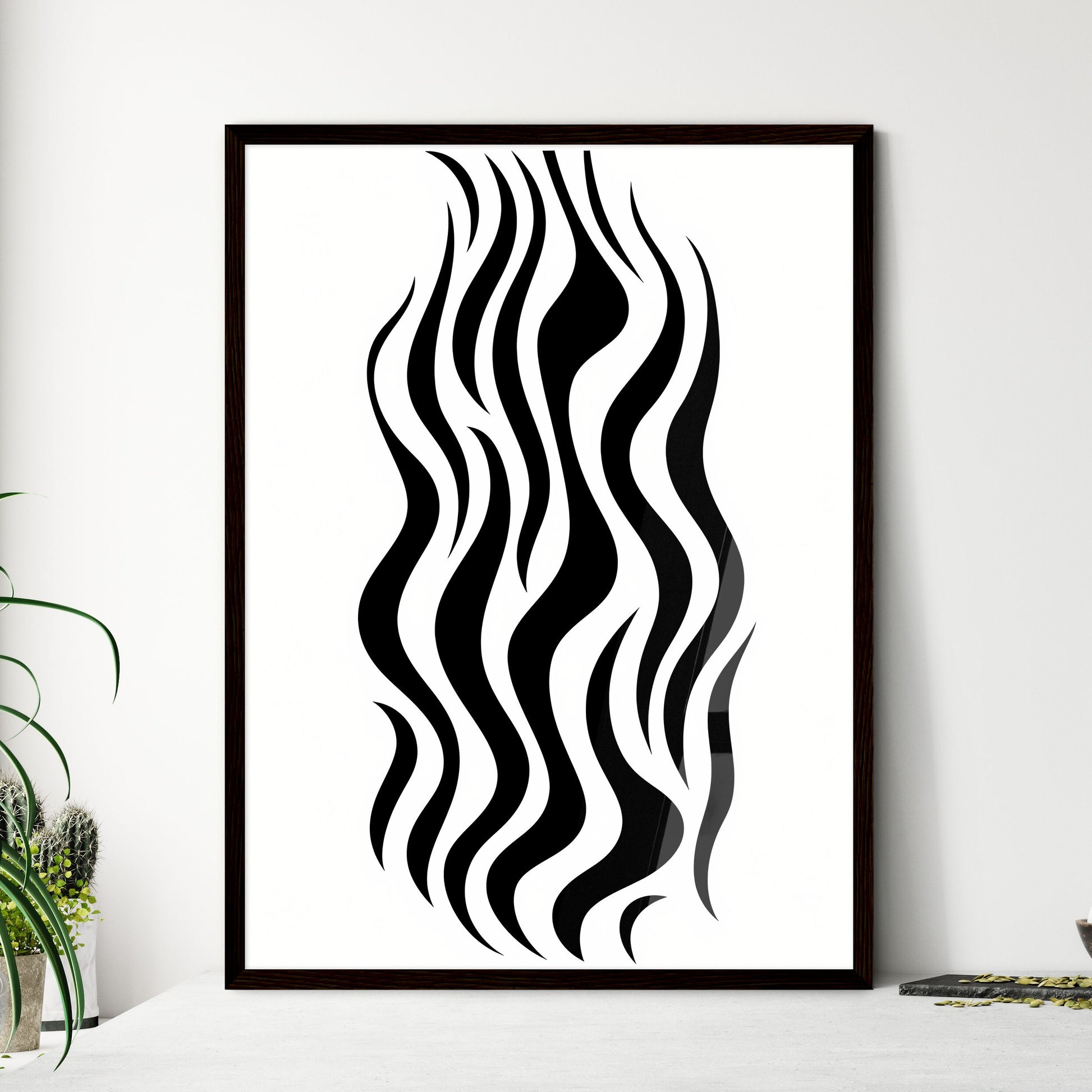 A Poster of linocut line art of a zebras stripes  Wall Art