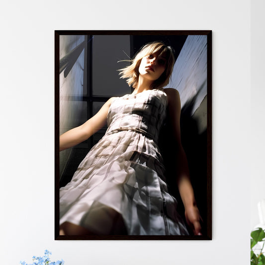 A Poster of A girl in a light dress - A Woma - Framed Art Print