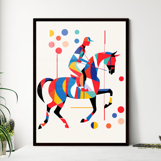A Poster of minimalist horse rider line art - A Colorful Horse With A Jockey On It Default Title
