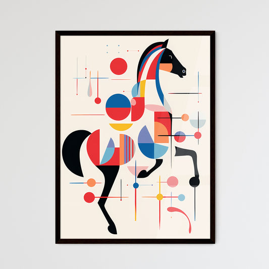 A Poster of minimalist horse rider line art - A Horse With Colorful Circles And Circles Default Title