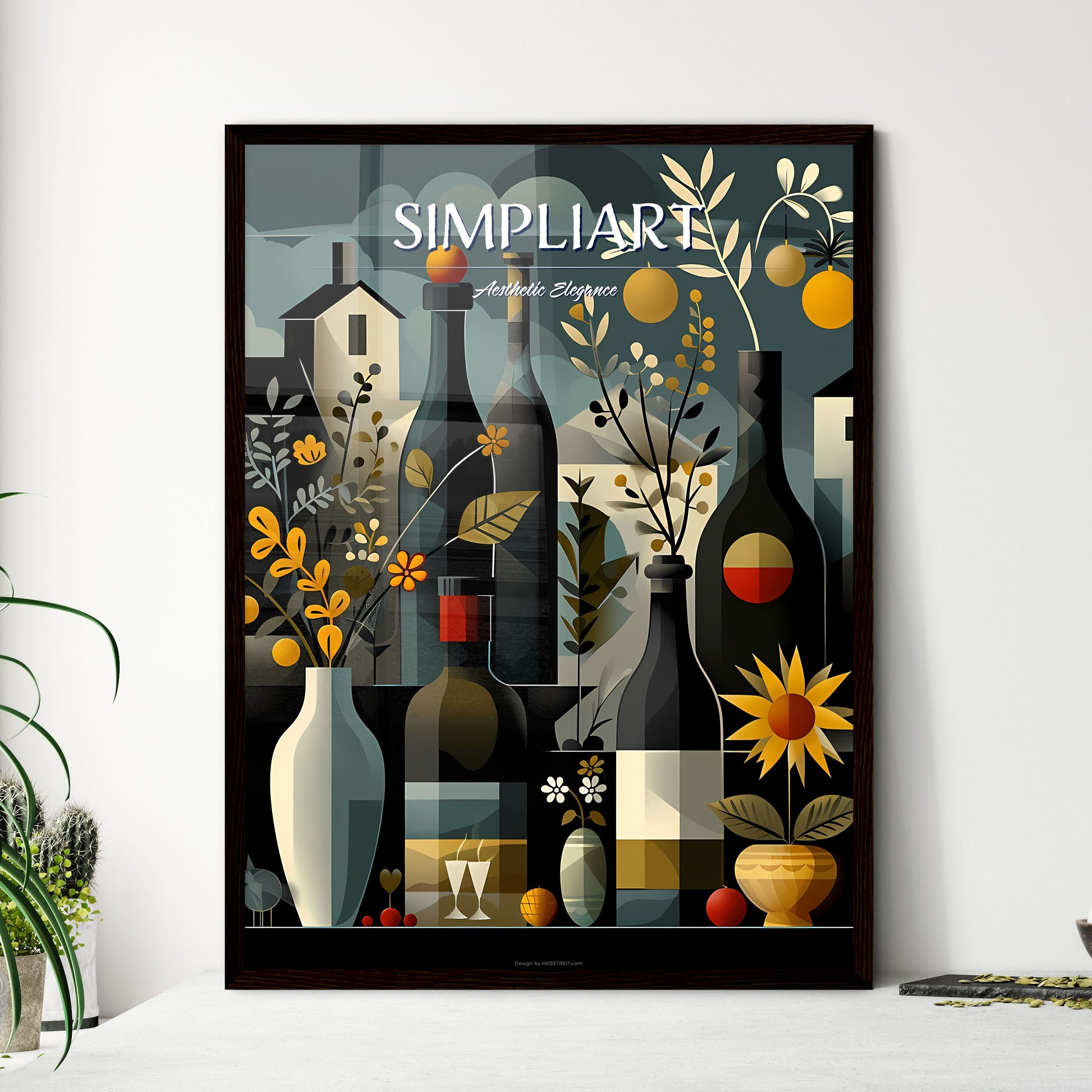 A Poster of art deco minimalism - A Group Of Bottles And Vases With Flowers Default Title