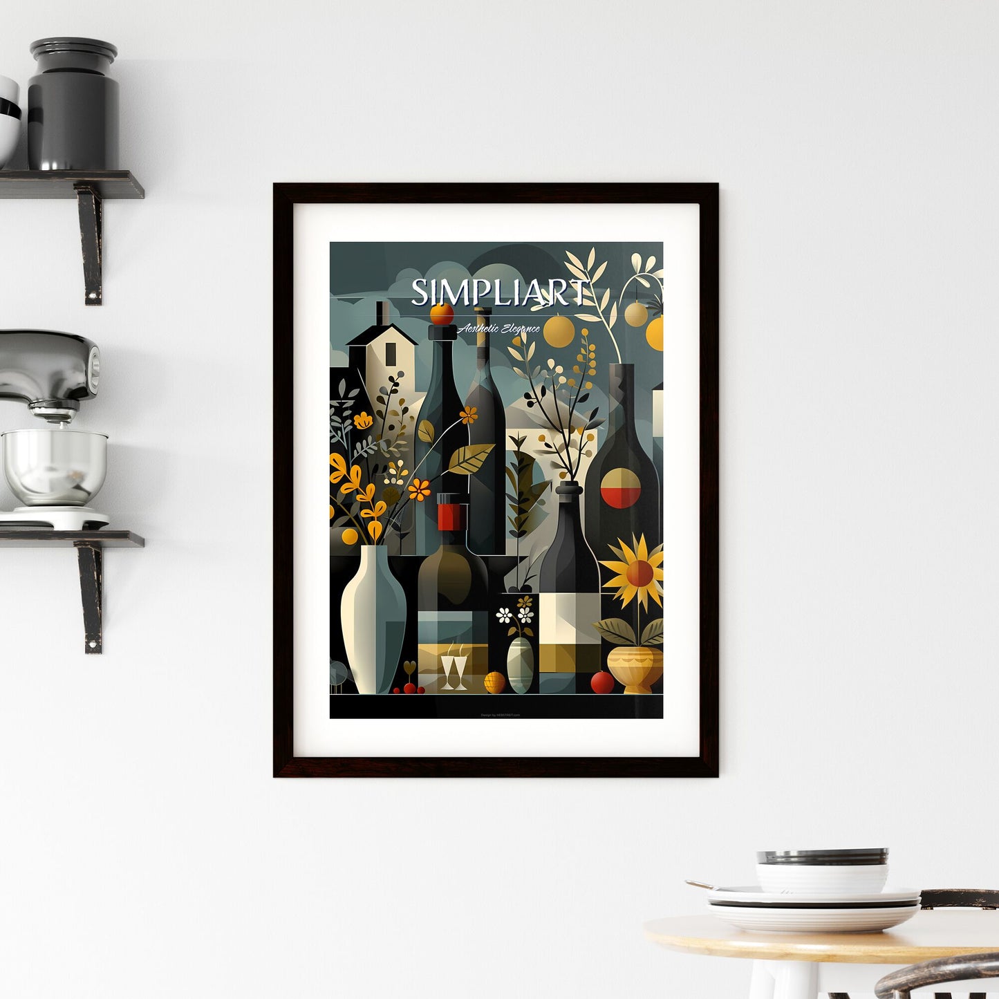 A Poster of art deco minimalism - A Group Of Bottles And Vases With Flowers Default Title
