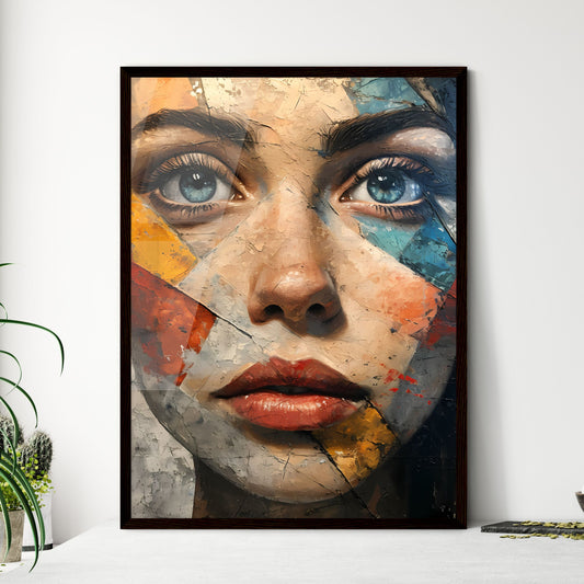 A Poster of a painting of a woman - A Woman'S Face With Colorful Paint On It Default Title
