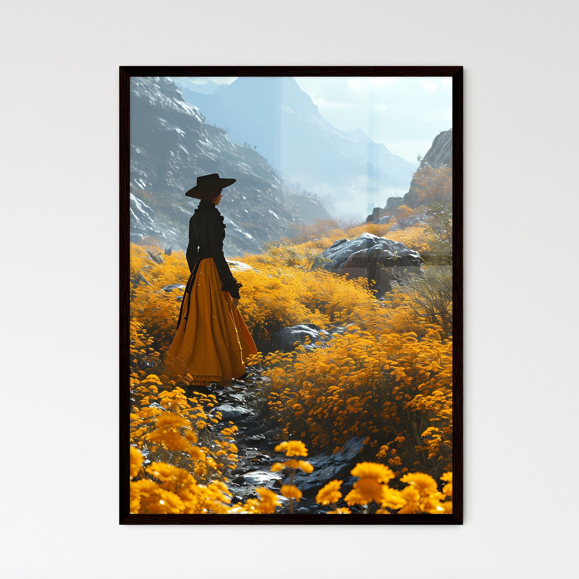 A Poster of lady of the garden - A Woman In  - Framed Art Print