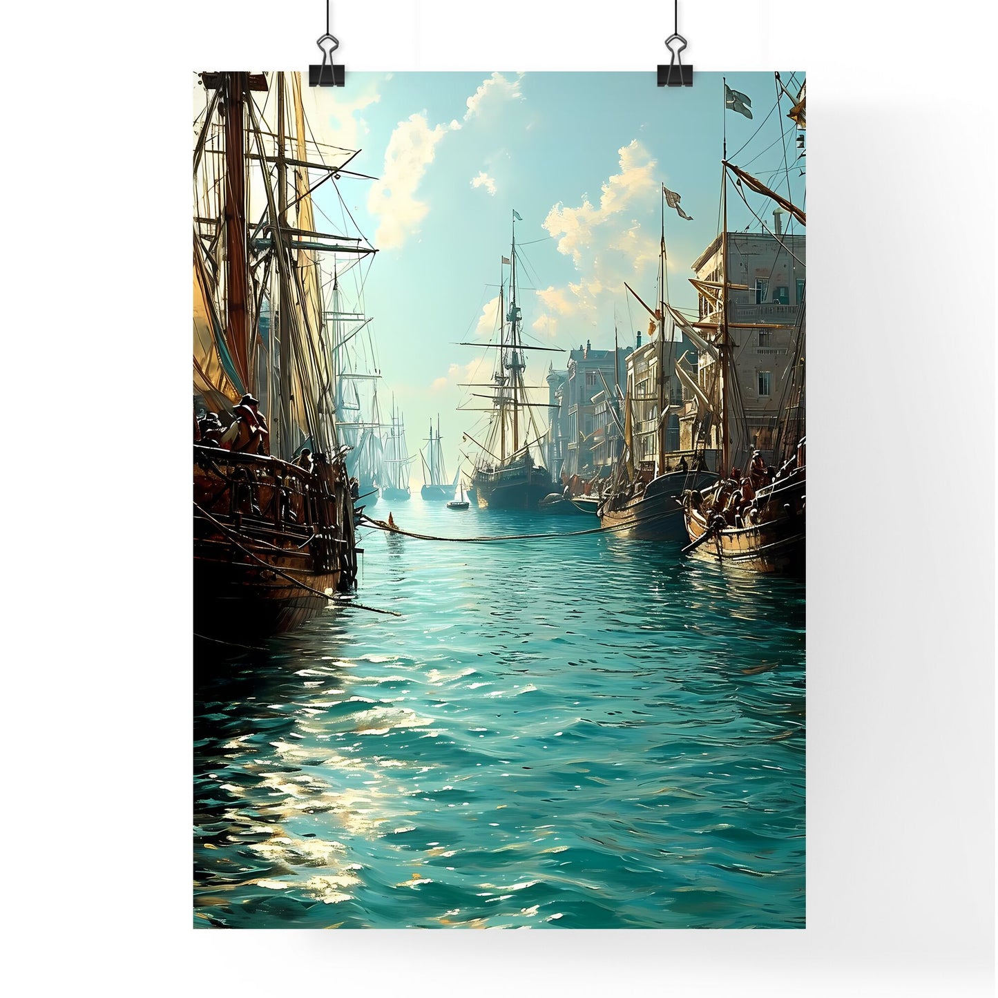 A Poster of injured soldiers - A Group Of Boats In A Harbor Default Title