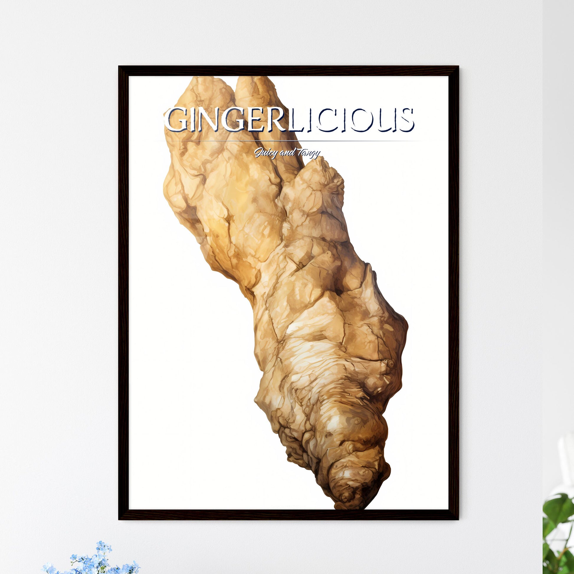 A Poster of Fresh ginger root isolated on white background  Wall Art