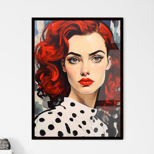 A Poster of young glamorous woman - A Woman With Red Hair And Red Lips Default Title