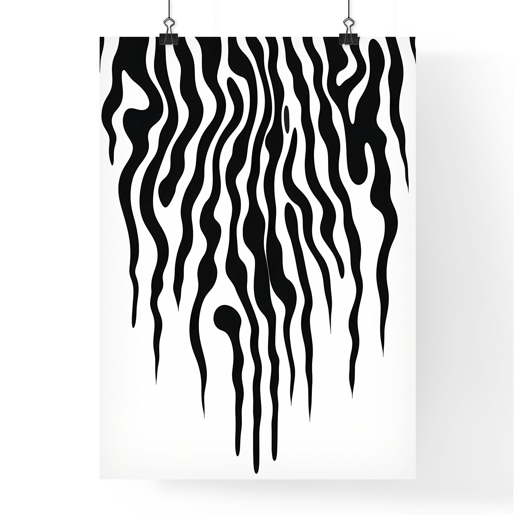 A Poster of linocut line art of a zebras stripes - A Black And White Pattern Default Title
