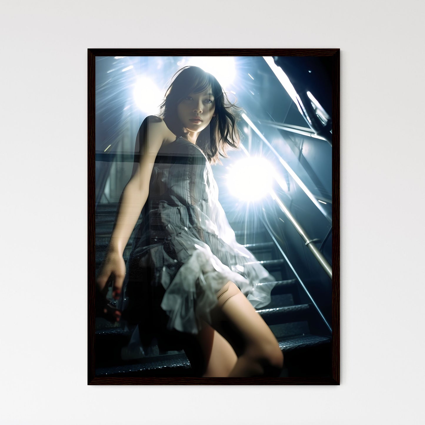 A Poster of A girl in a light dress - A Woma - Framed Art Print